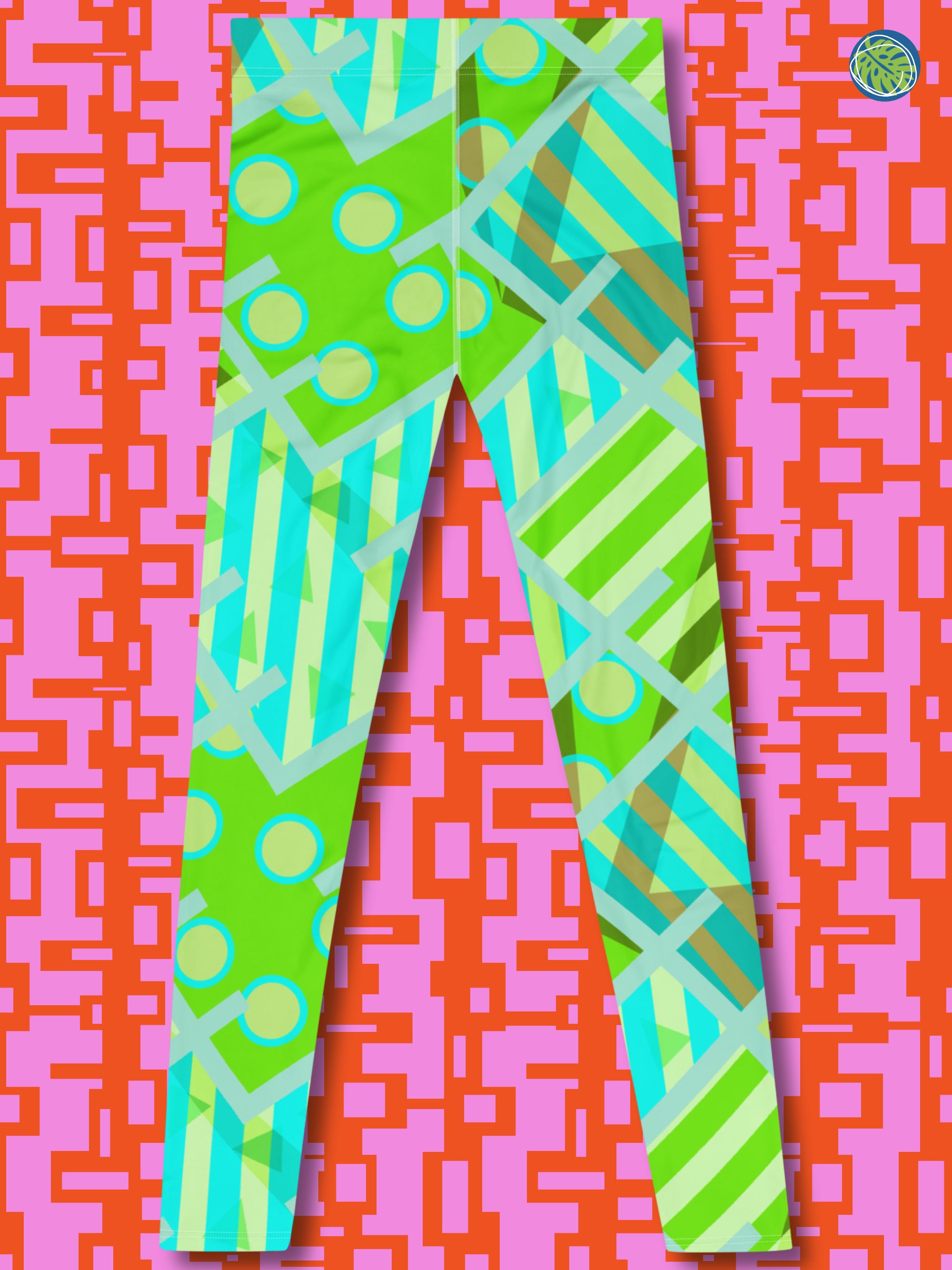 Mens Leggings Patterned Green 80s Memphis Harajuku | Festival Meggings