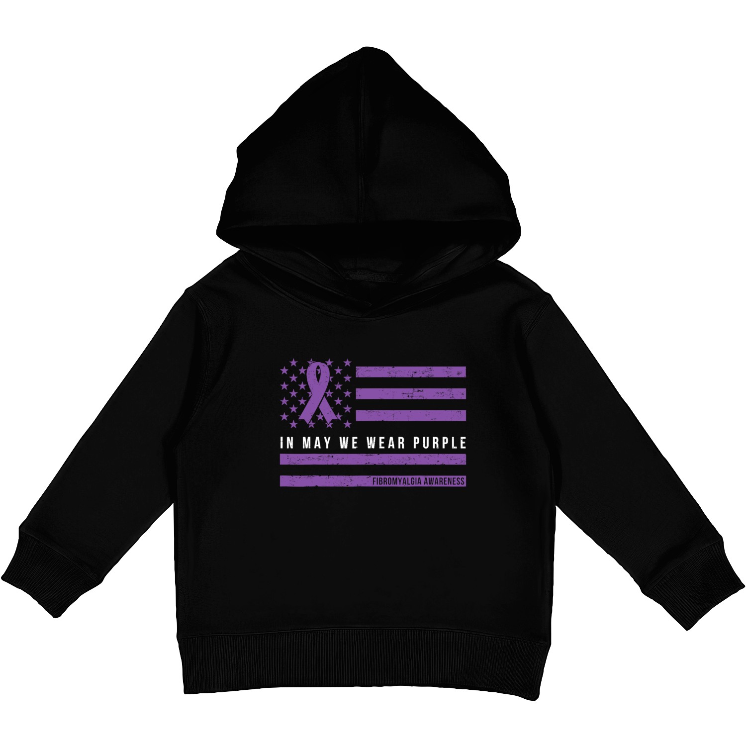 In May We Wear Purple Fibromyalgia Warrior Kids Pullover Hoodies