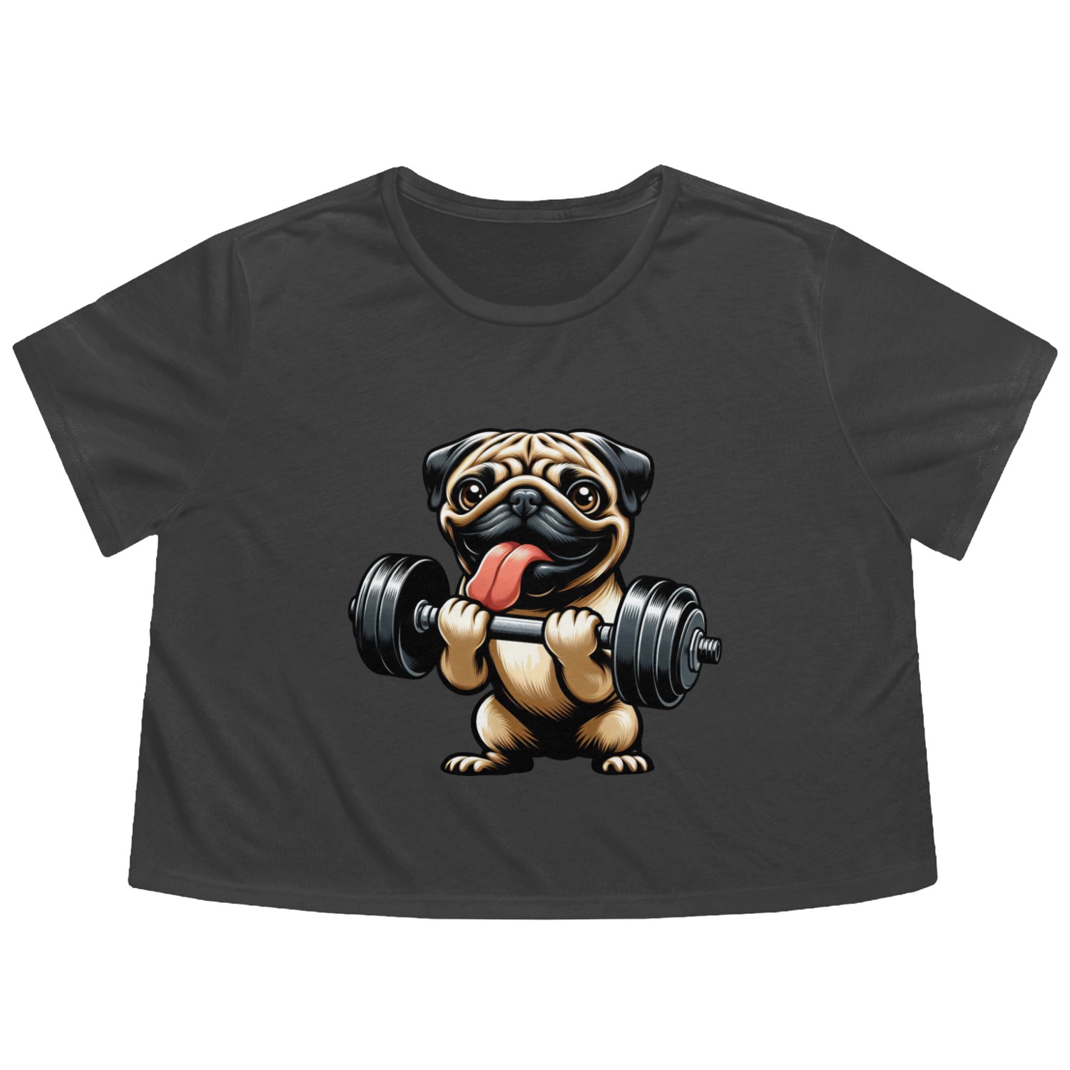 Pug Workout: Fun Dumbbell Training Flowy Cropped Tees