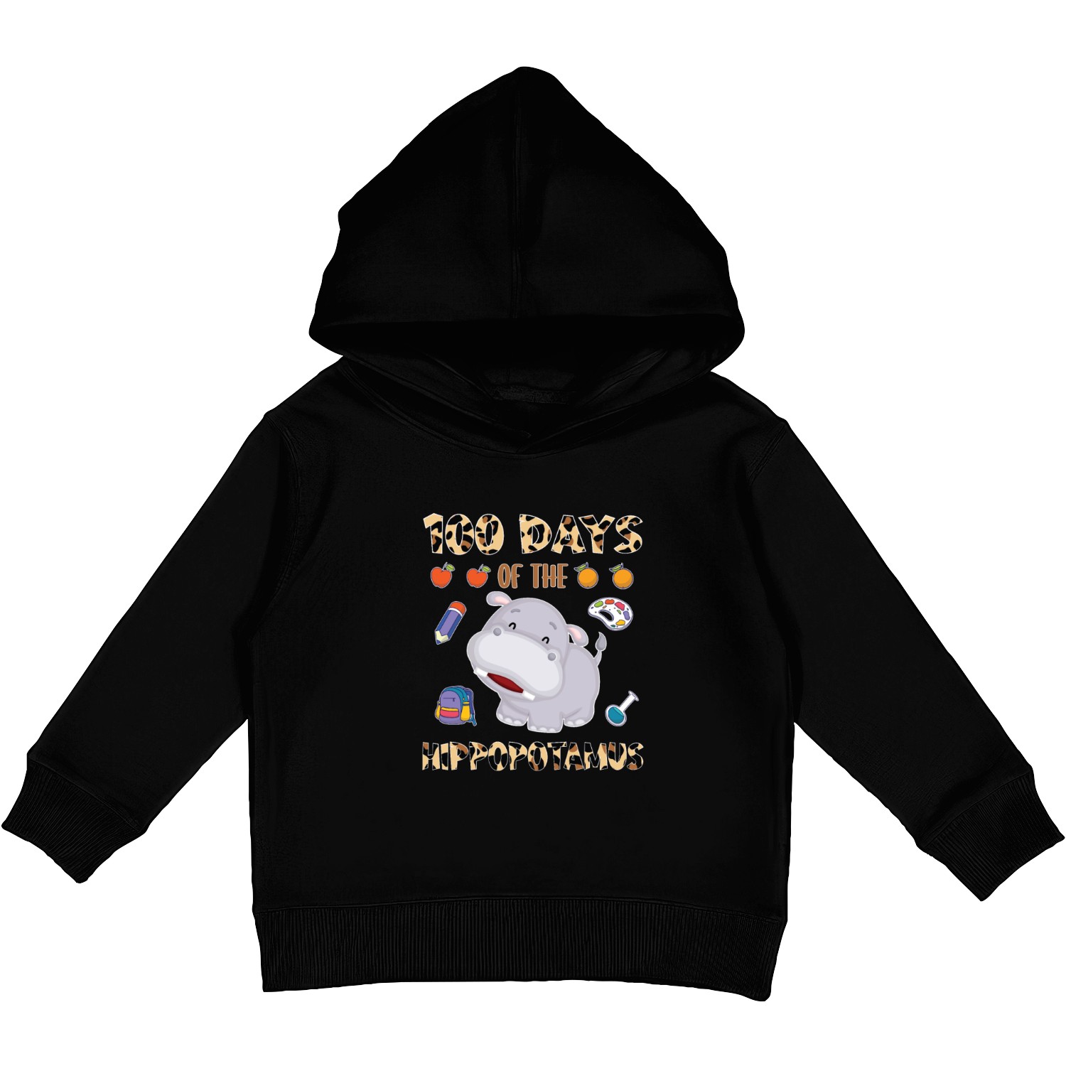 100 Day Of The Hippopotamus Cheetah Leopard Kids Pullover Hoodies