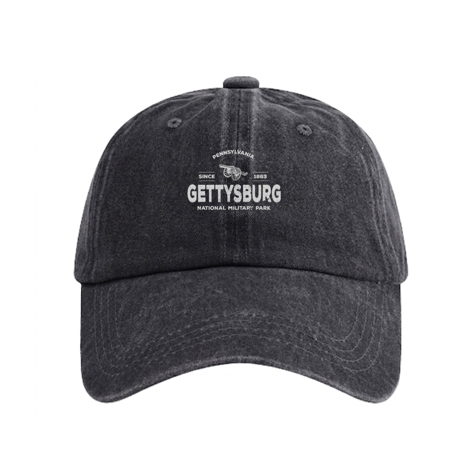 Gettysburg Park 1863 National Military Park Graphi Washed Denim Baseball Caps
