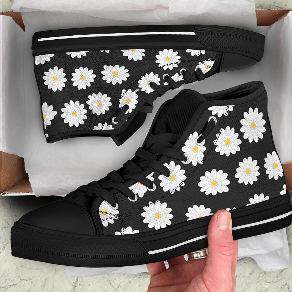 Daisy Flower High Top Sneakers / Daisy Custom Print Trainers Shoes / Daisy High Top Shoes / Daisy Lover Gift