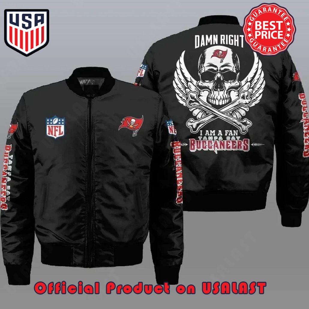 TAMPA BAY BUCCANEERS WINGS SKULL LOGO BOMBER JACKET – BLACK