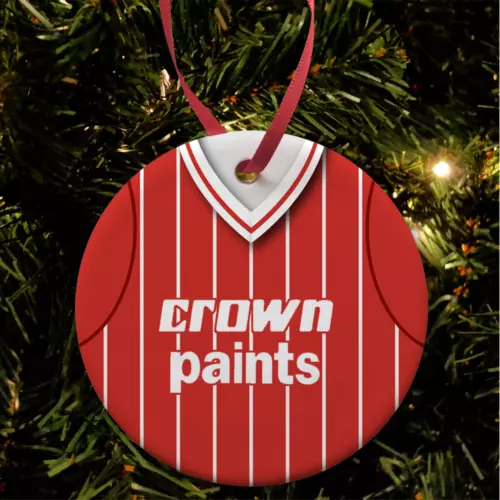 Liverpool Home 1984 Retro Shirt Christmas Tree Decoration Bauble Ceramic Flat