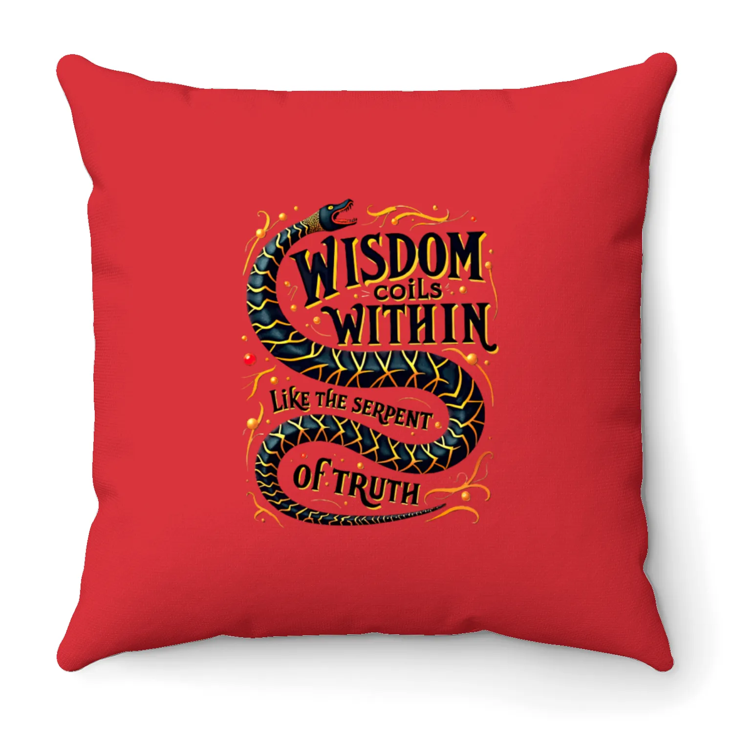Wisdom Coiled Like a Serpent Throw Pillows