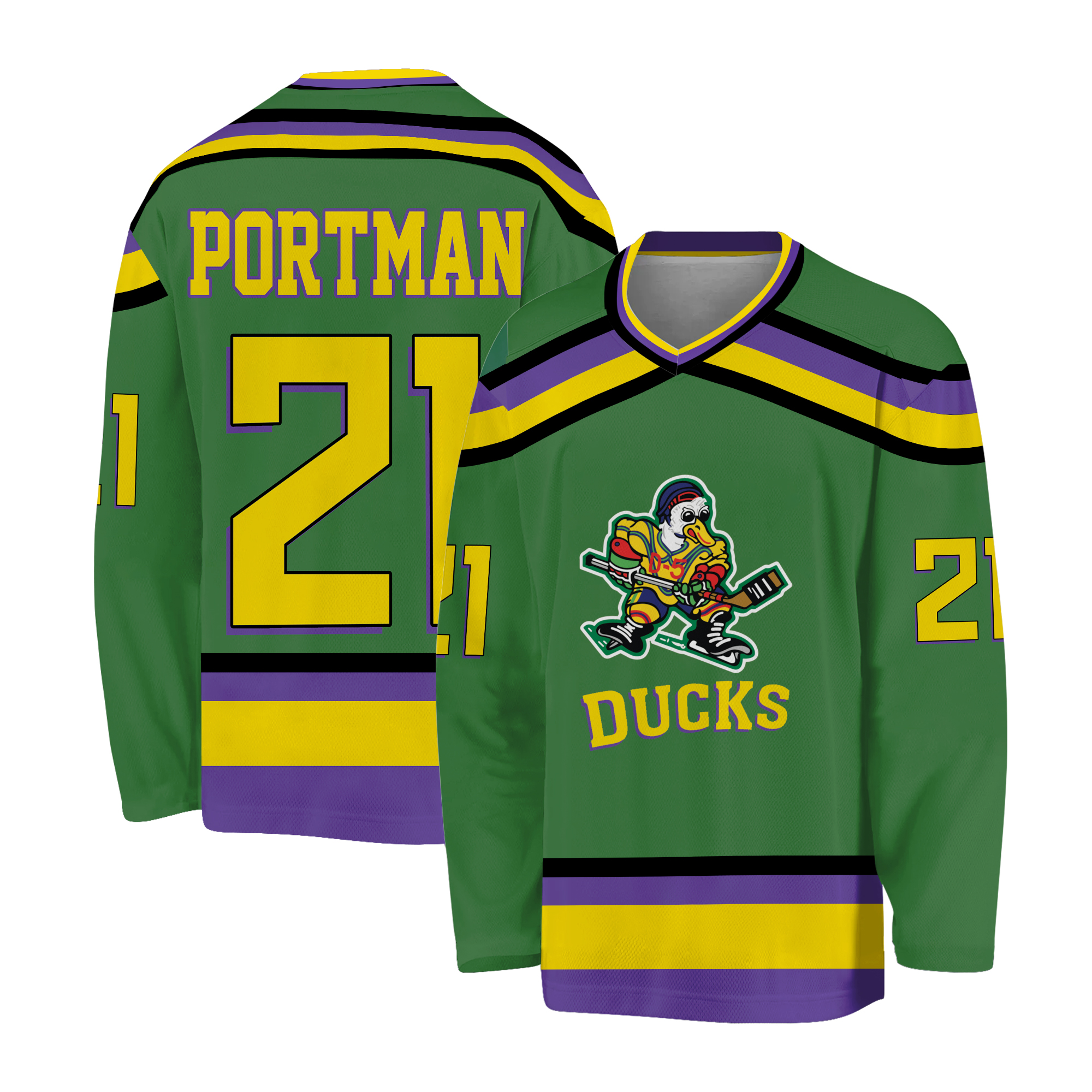 Dean Portman 21 Ducks Hockey Jersey Embroidered Costume Mighty Movie Uniform