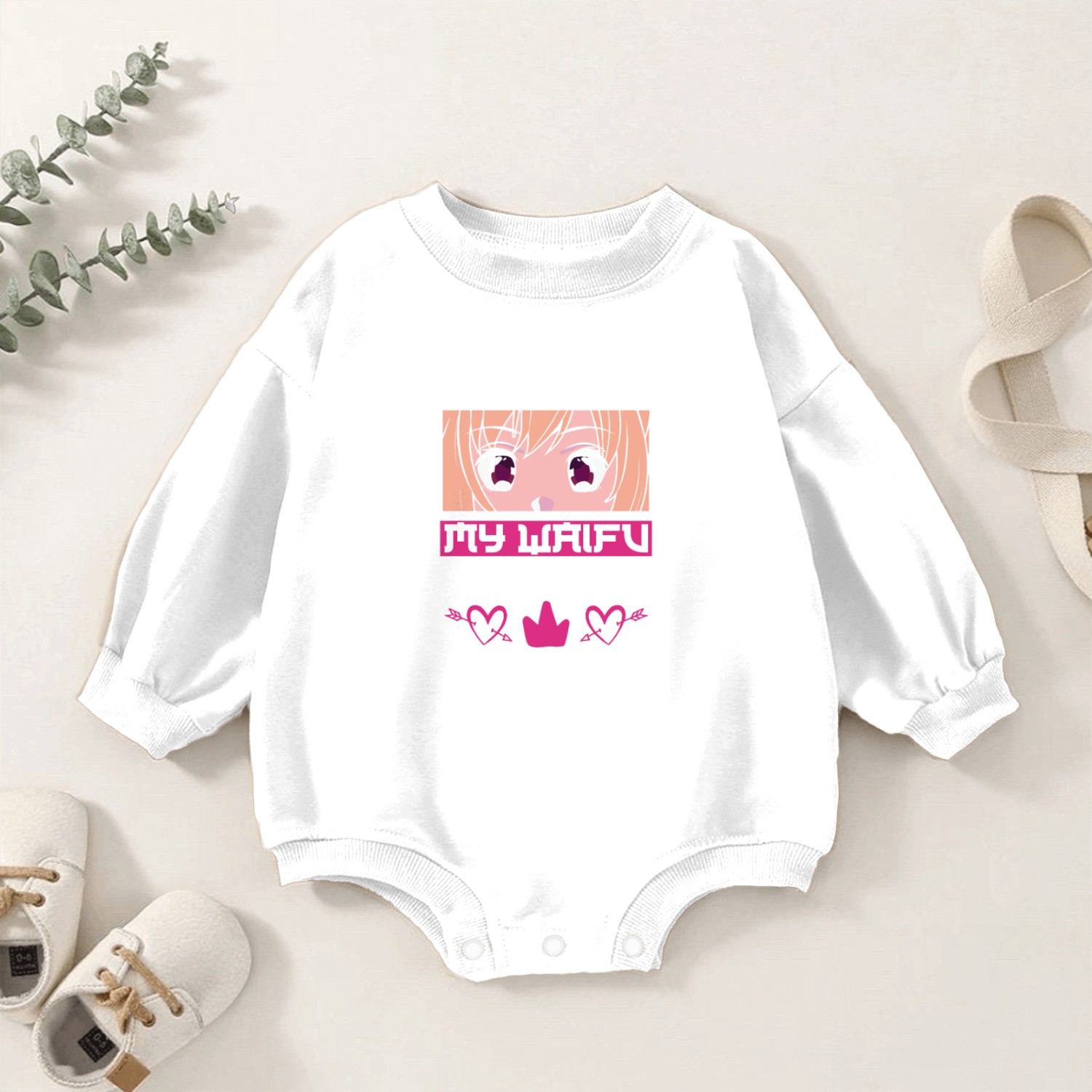 My Waifu is my Valentine Anime Baby Romper Sweatshirts