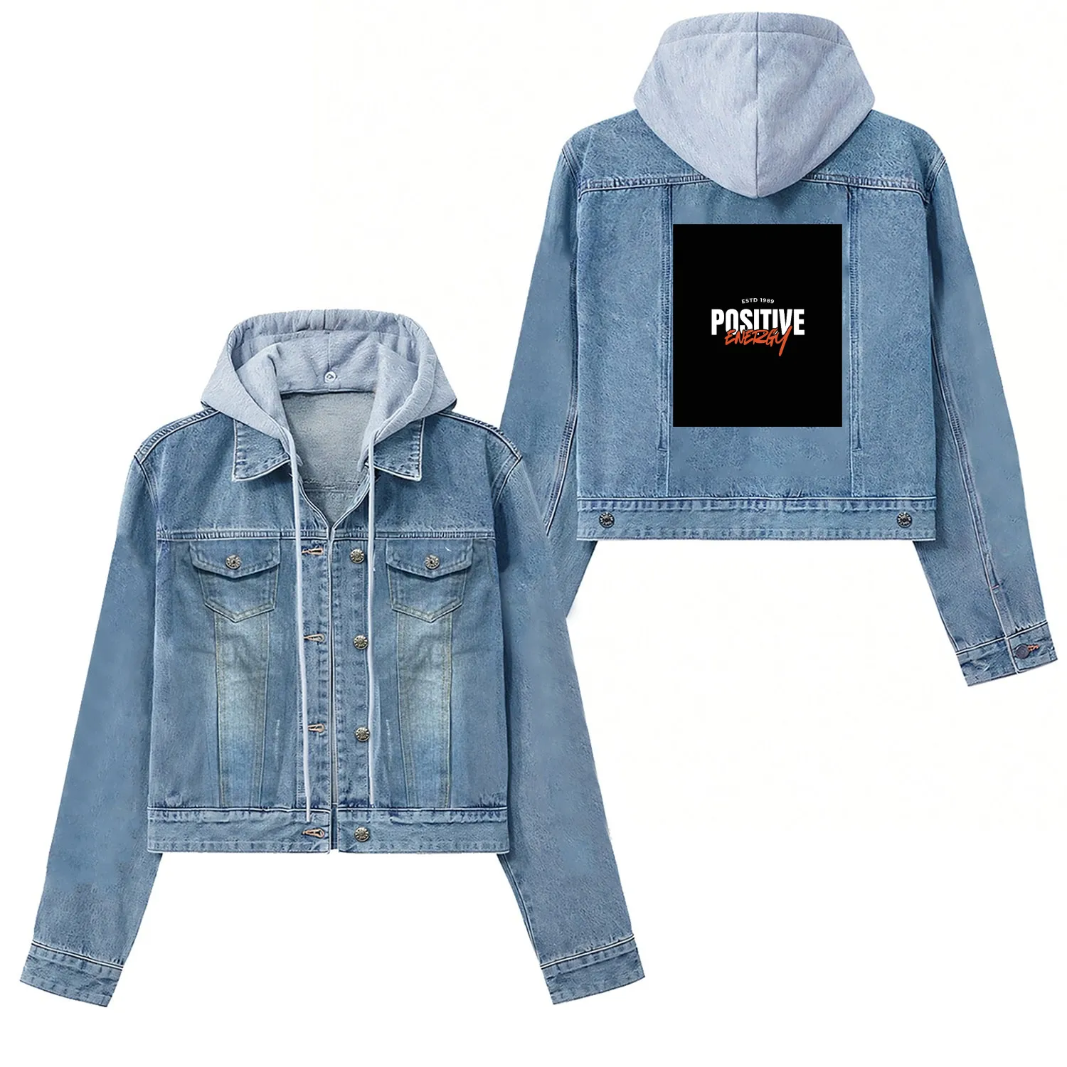 Positive Energy Motivational Quote Women's Denim Jackets