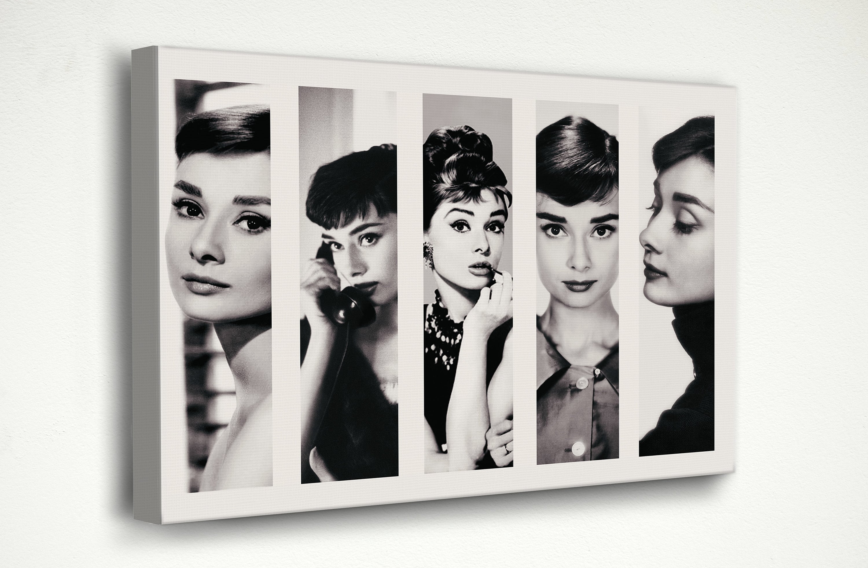 Audrey Hepburn Canvas Wall Art, Audrey Hepburn Black and White Canvas Wall Decor