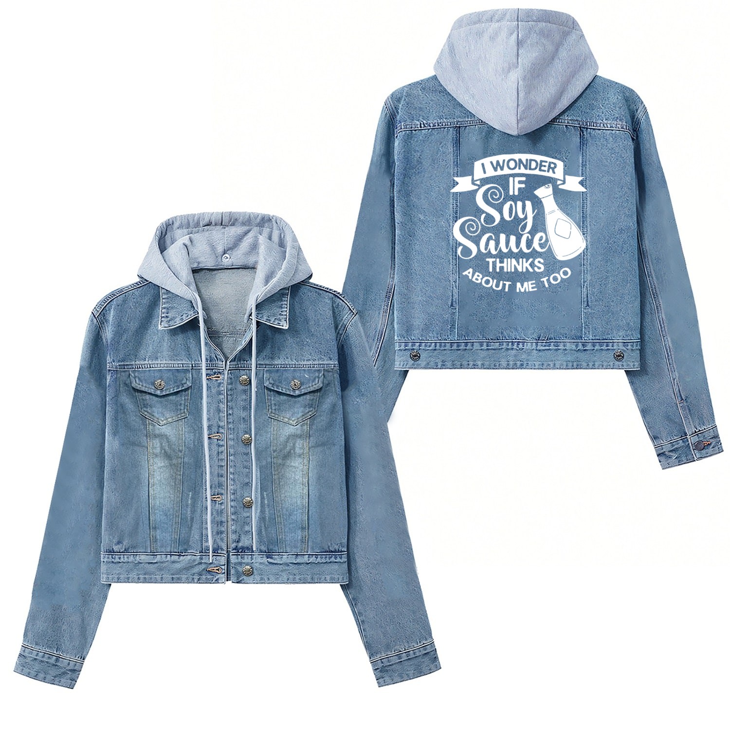 Soy Sauce Japanese Sushi Dark Ramen Noodles Bottle Women's Denim Jackets