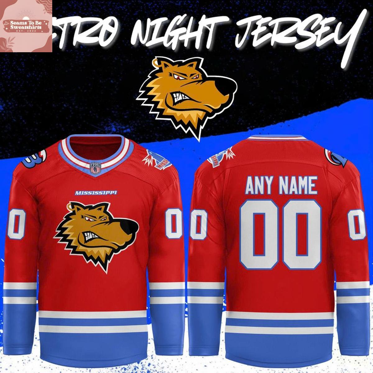 Mississippi Sea Wolves x Retro Night 2026 Personalized Hockey Jersey
