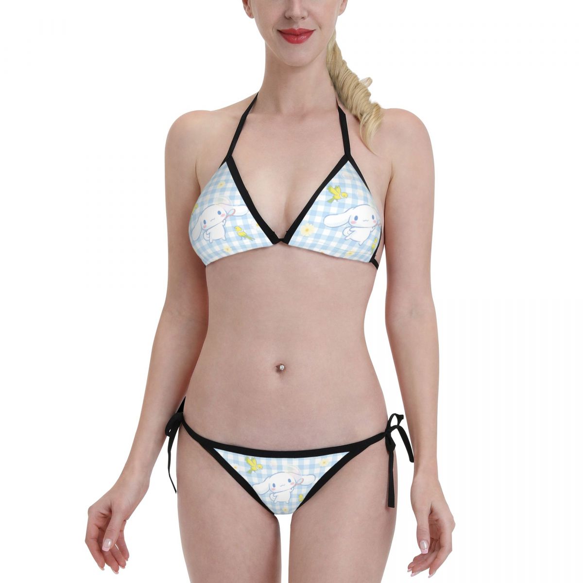 Women Sexy Sanrio Cinnamoroll Bikini 2 Piece Spaghetti Strap Top Thong Swimsuit Bathing Suit For Pool Party