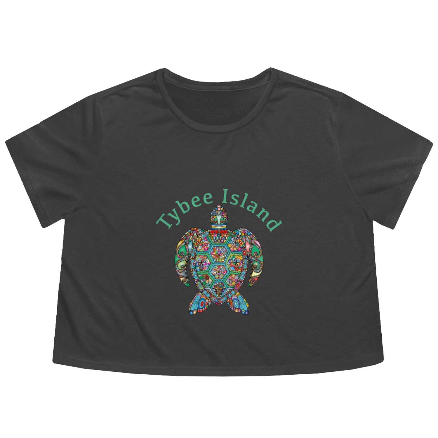 Tybee Island Tribal Turtle Flowy Cropped Tees