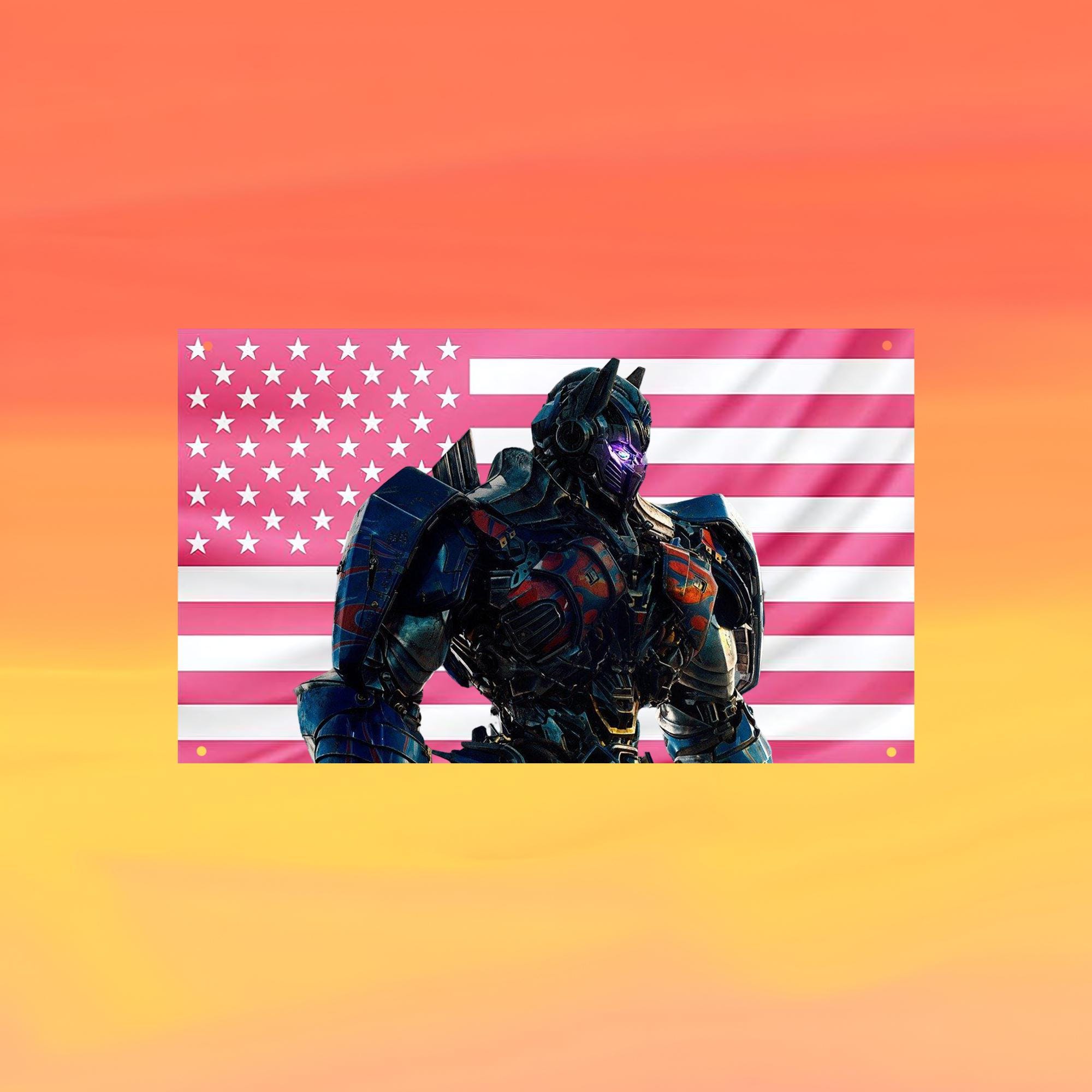 Optimus Prime Pink US Wall Tapestry Flag, Transformers Wall Art, Autobot Bedroom Decor, Sci Fi Fan Banner