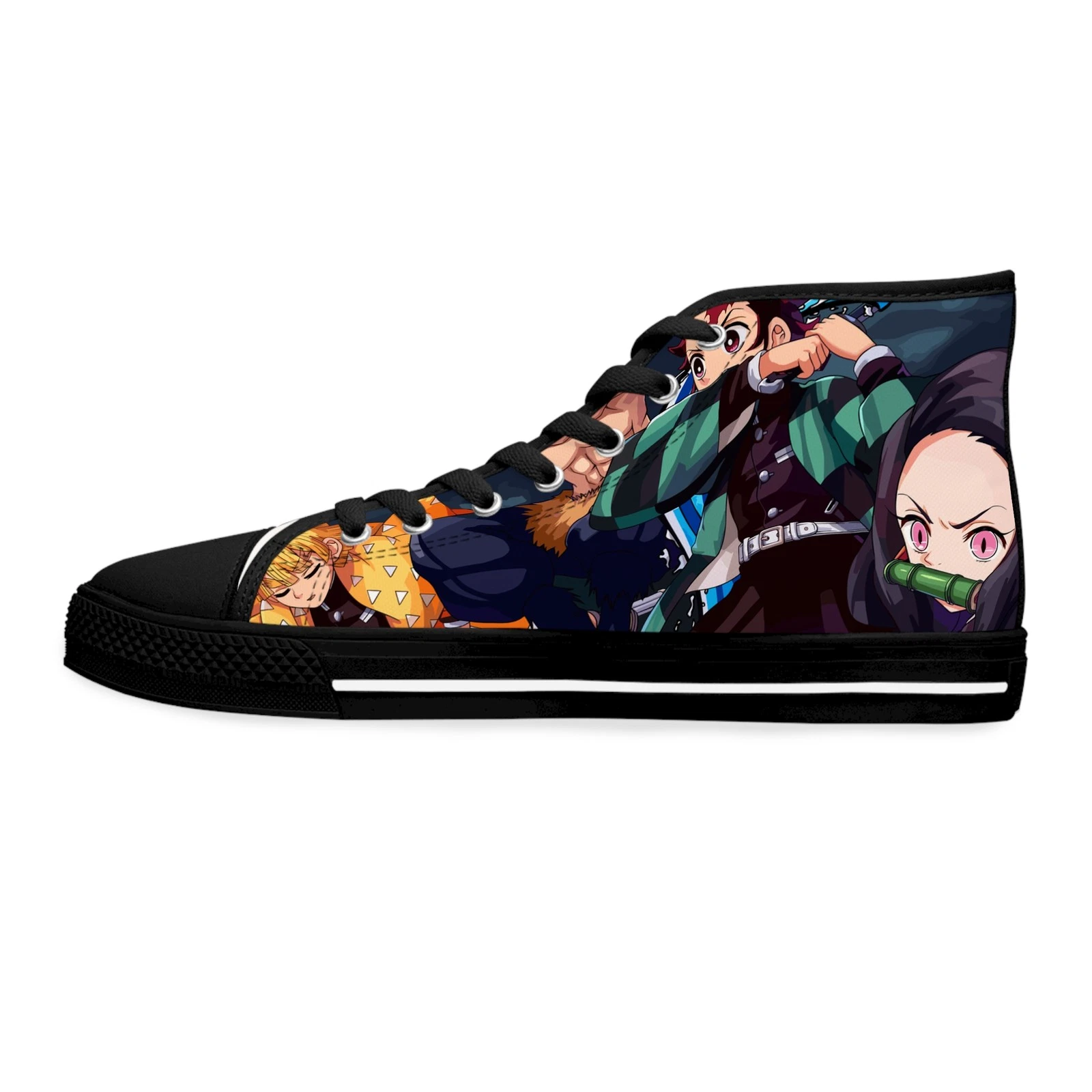 Anime High Top Sneakers Women manga fan art demon footwear neko tanjiror