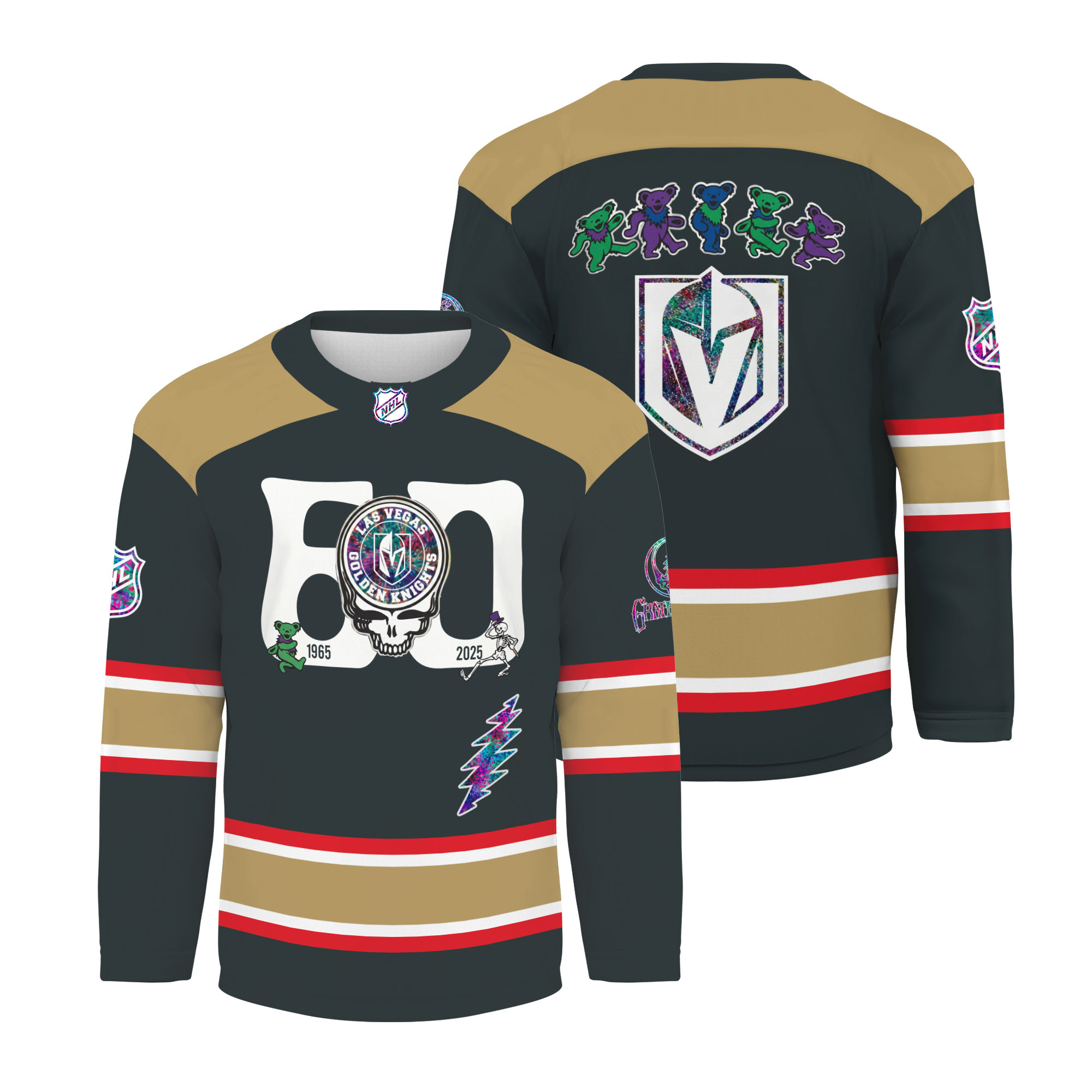 Vegas Golden Knight X Grateful Dad 60 Years Hockey Jersey, Gift For Fans