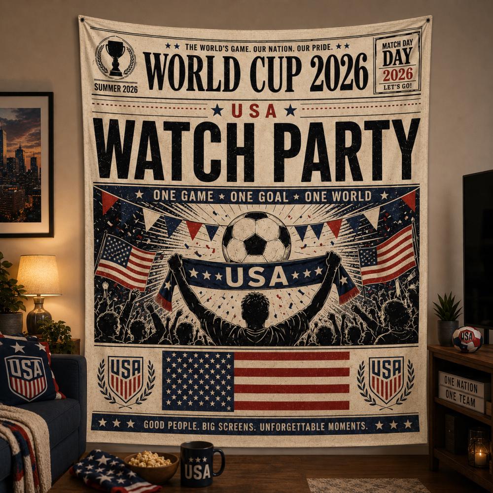 2026 Soccer USA Tapestry, World Fan Wall Hanging,Game Day Decor Tapestry Gift, WC 2026 Soccer Home Decor