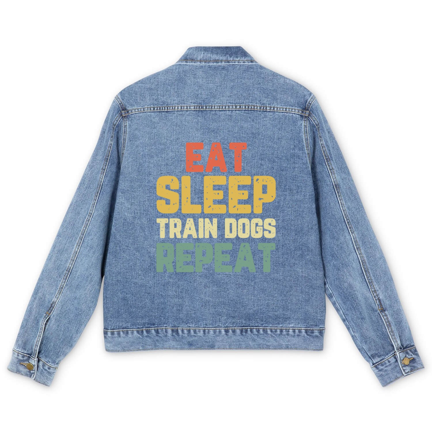 Eat Sleep Train Dogs Trainer Training Gift Vintage Men's Denim Jackets