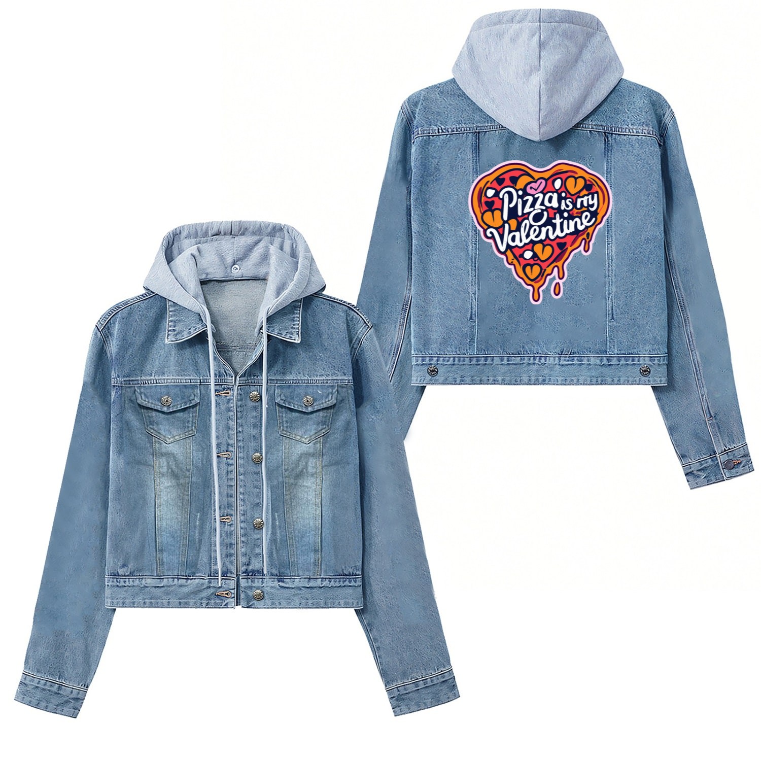 Pizza is my Valentine! Women's Denim Jackets
