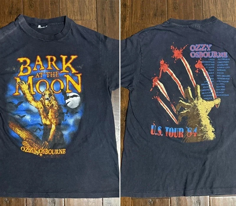 RARE 80s Ozzy Osbourne Black Bark At The Moon tour shirt 2 sided T shirt