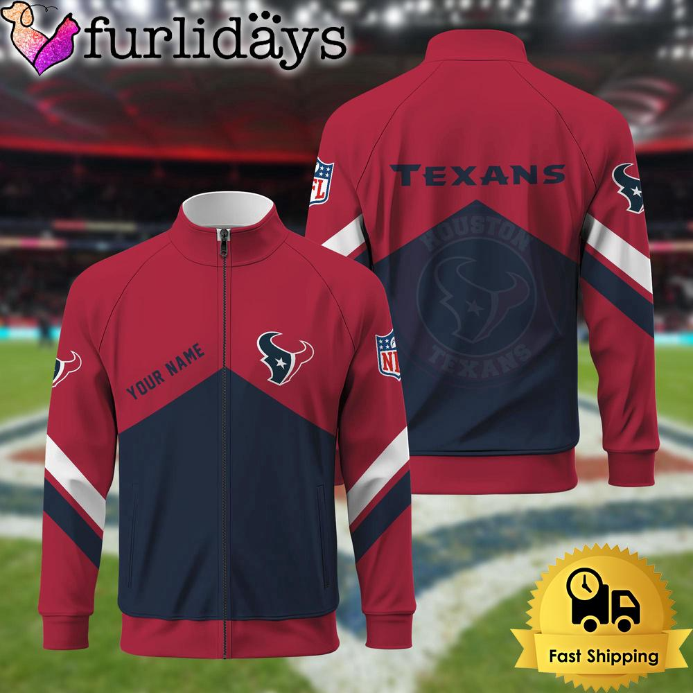Houston Texanns Logo Custom Standing Neck Zipper Jacket