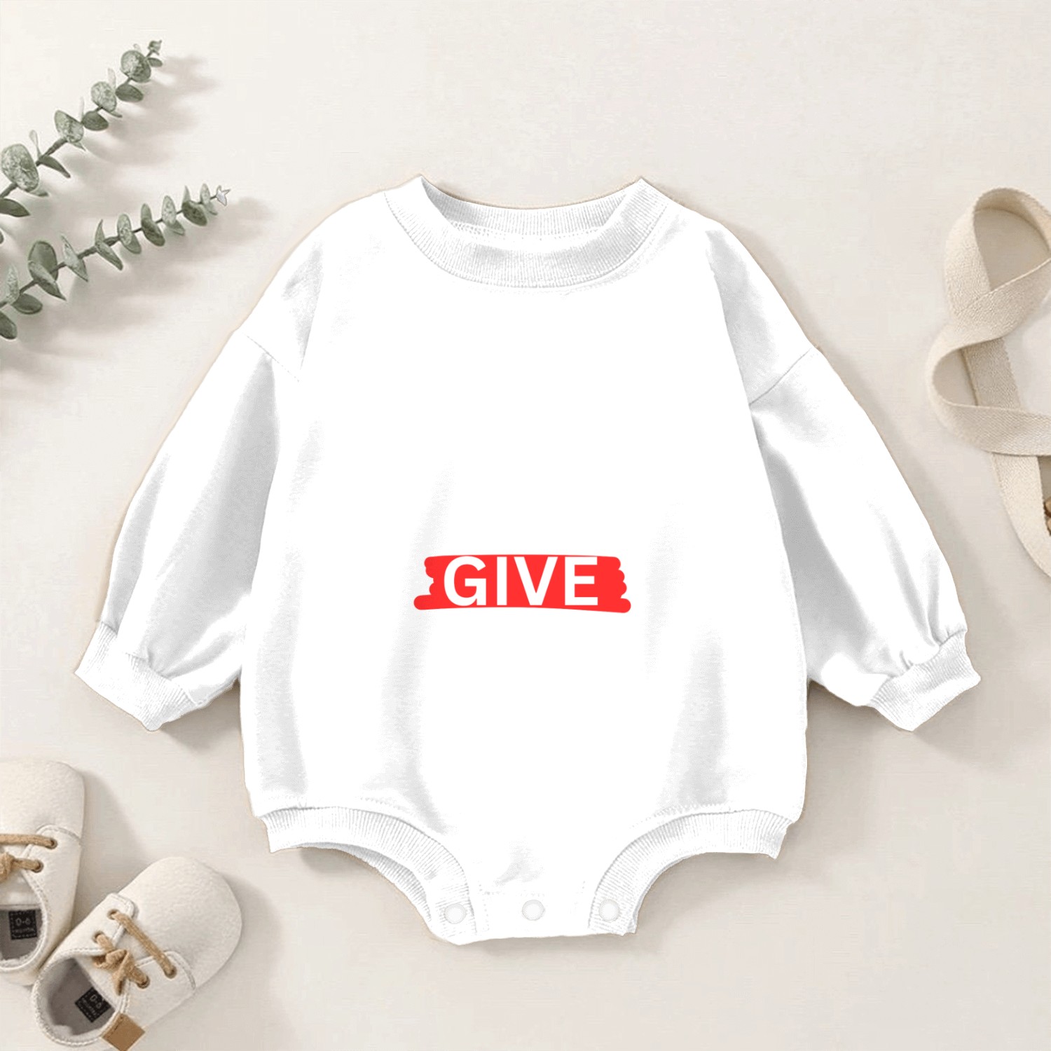 "Never Give Up" Motivational design Baby Romper Sweatshirts