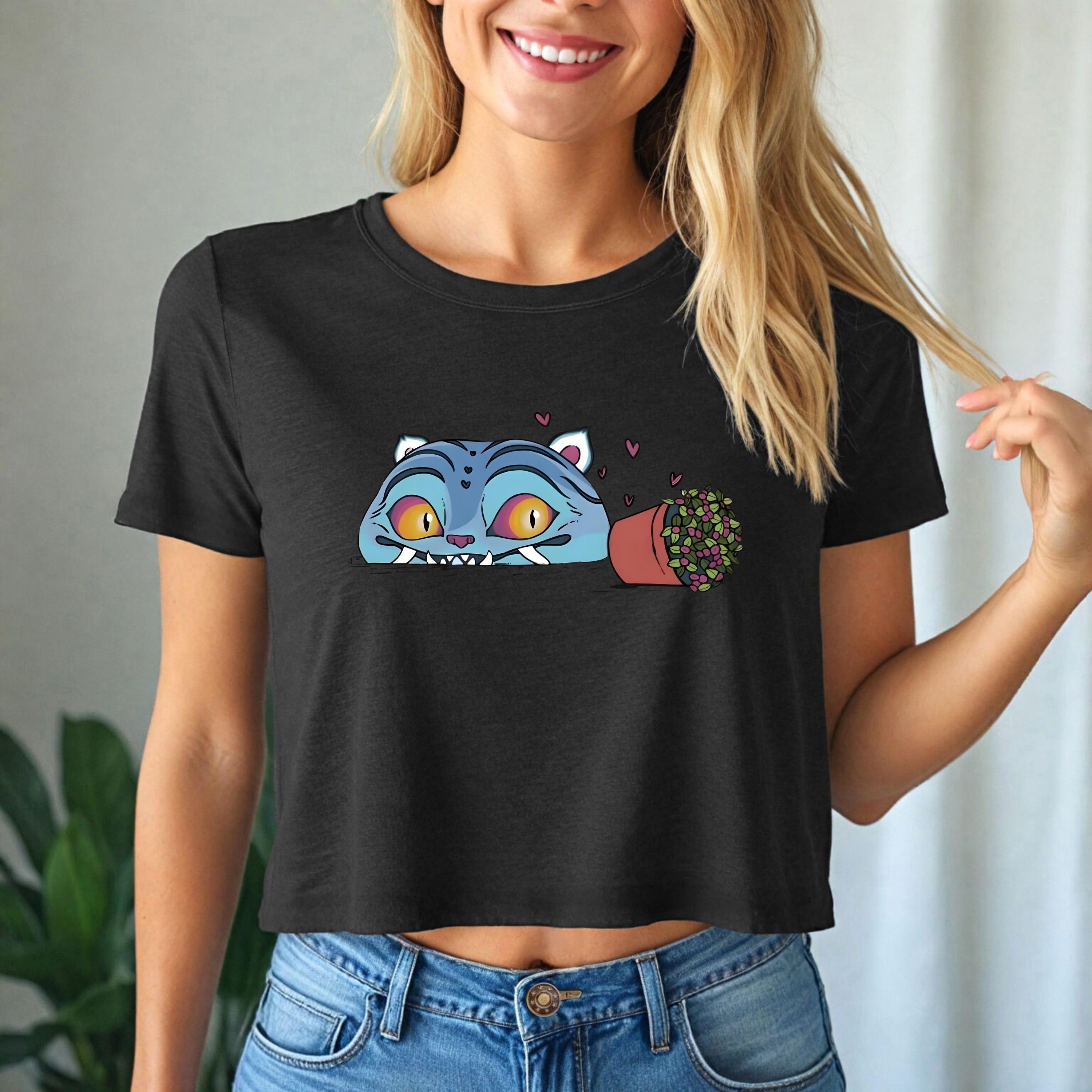 Demon Hunter Tiger Crop Top, Kpop Streetwear Crop Shirt, Anime Tiger Graphic Tee, Harajuku Aesthetic Womens Festival Crop T-Shirt