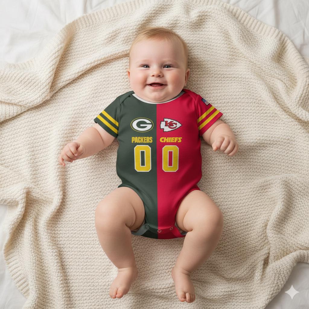 Custom Two Football Team Baby Bodysuit, House Divided Football Toddler and Youth Jersey, House Divided Kid's Shirt, Split Team Kids Shirt