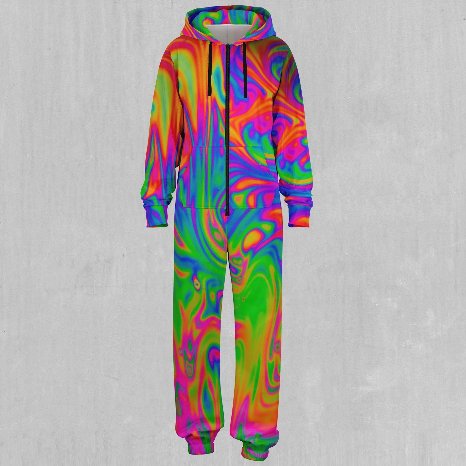 Acid Pool Psychedelic Colorful Adult Zip Up Jumpsuit Pajamas
