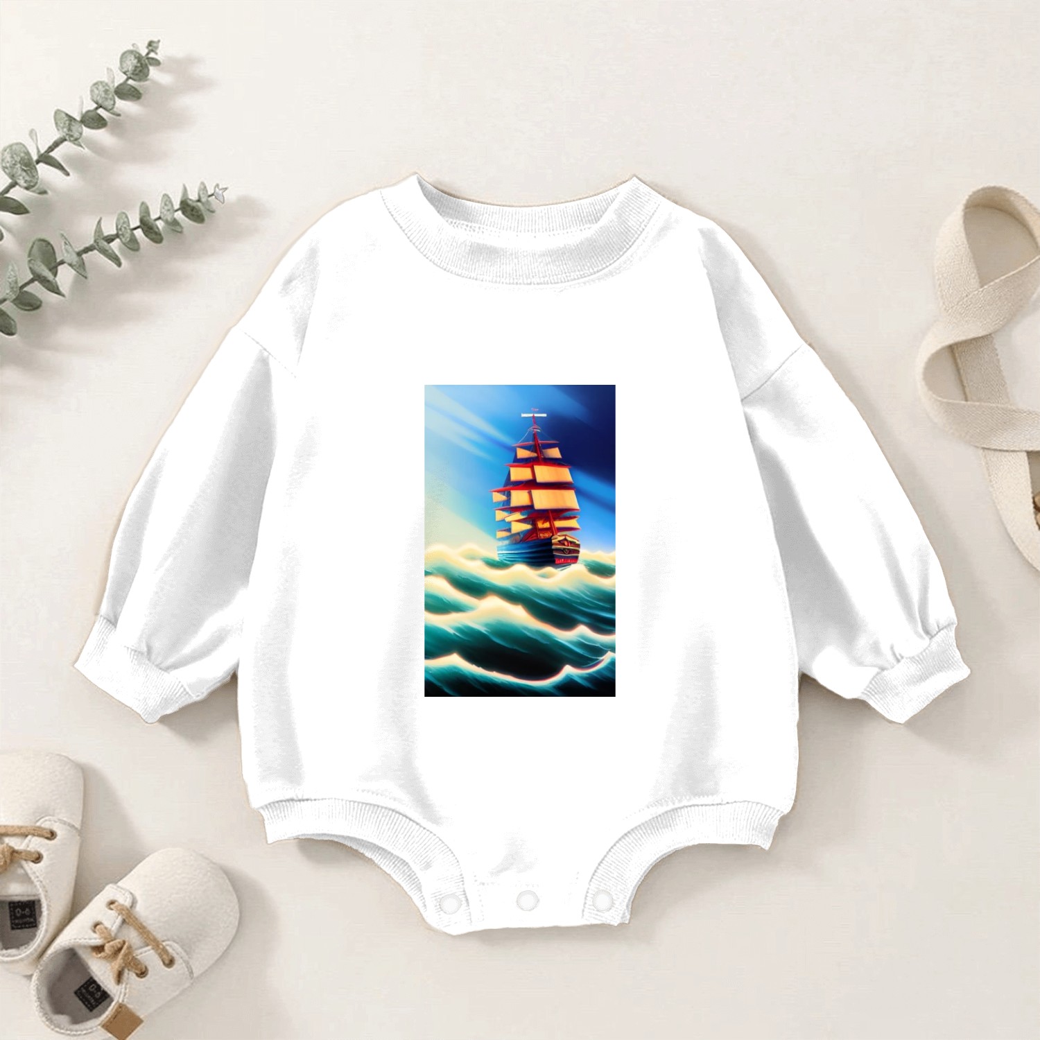 Sailing tall ship Baby Romper Sweatshirts