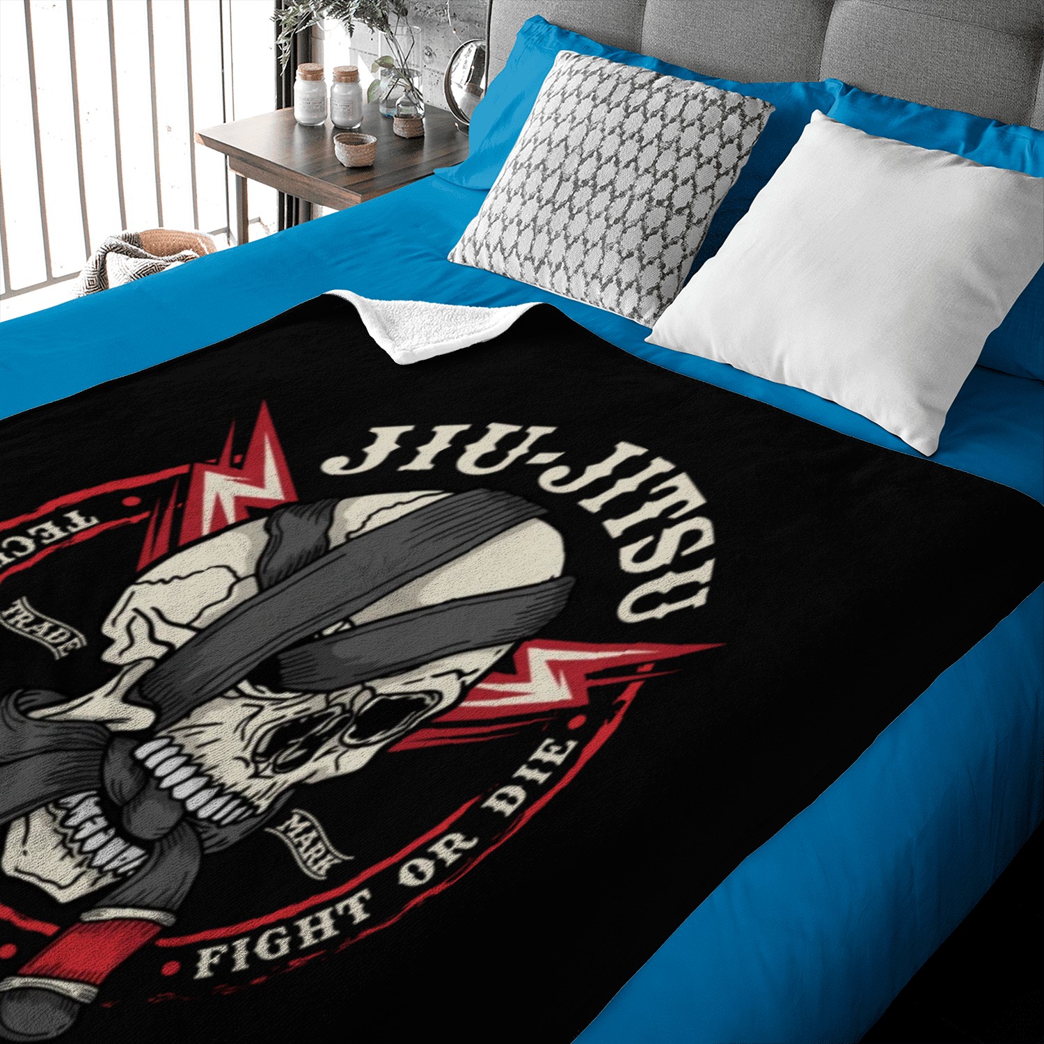 BJJ Skull - Fight or Die, Technique Over Strength Baby Blankets