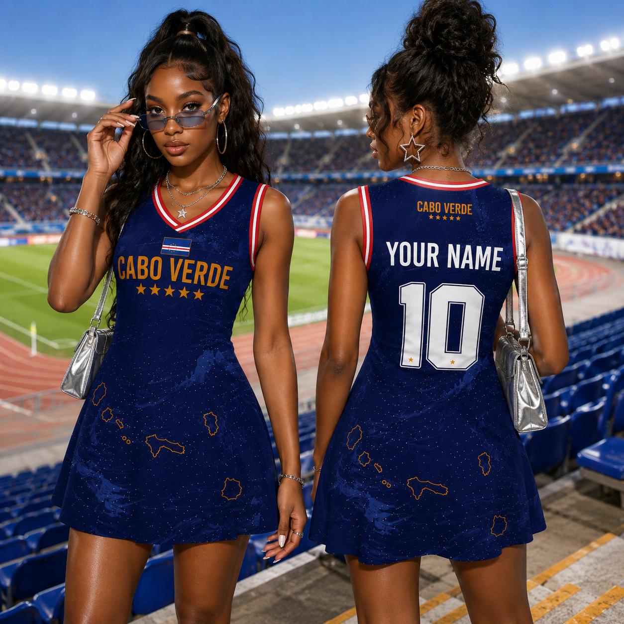Personalized Cape Verde Basketball Jersey Dress, Womens Dress, Cabo Verde Football Fan Gift, Cabo Verde Gift