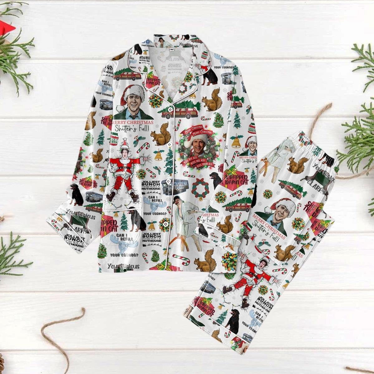 Shitters Full Pajamas Set, You Serious Clark Pajamas, Griswolds Tree Farm Pajamas, National Lampoons Women Pajamas, Shitters Full Gift
