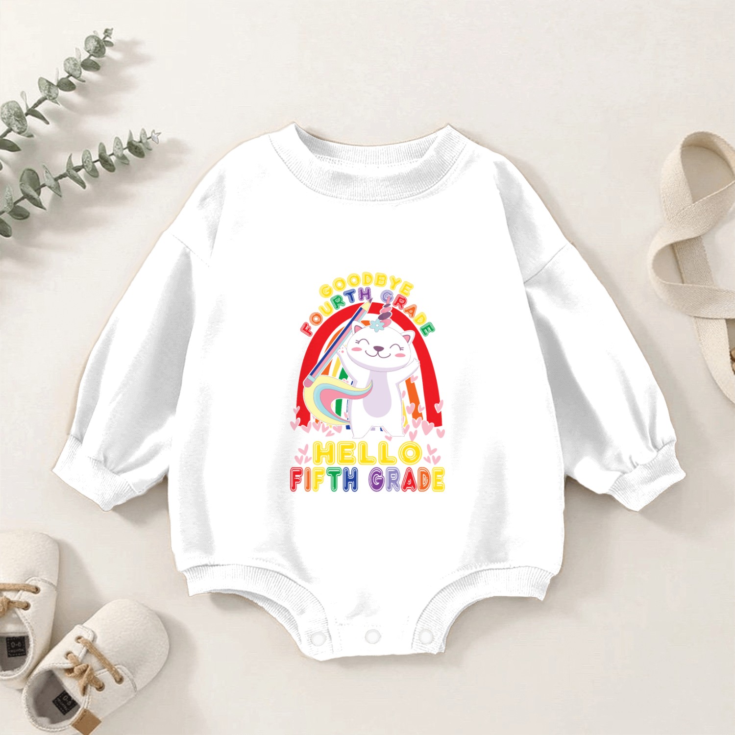 Goodbye 4th Grade Hello Fifth Grade Student Baby Romper Sweatshirts