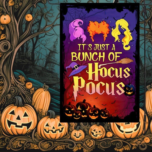 Handcrafted Three Witch' one sided Garden Flag - 12x18 Halloween Decor