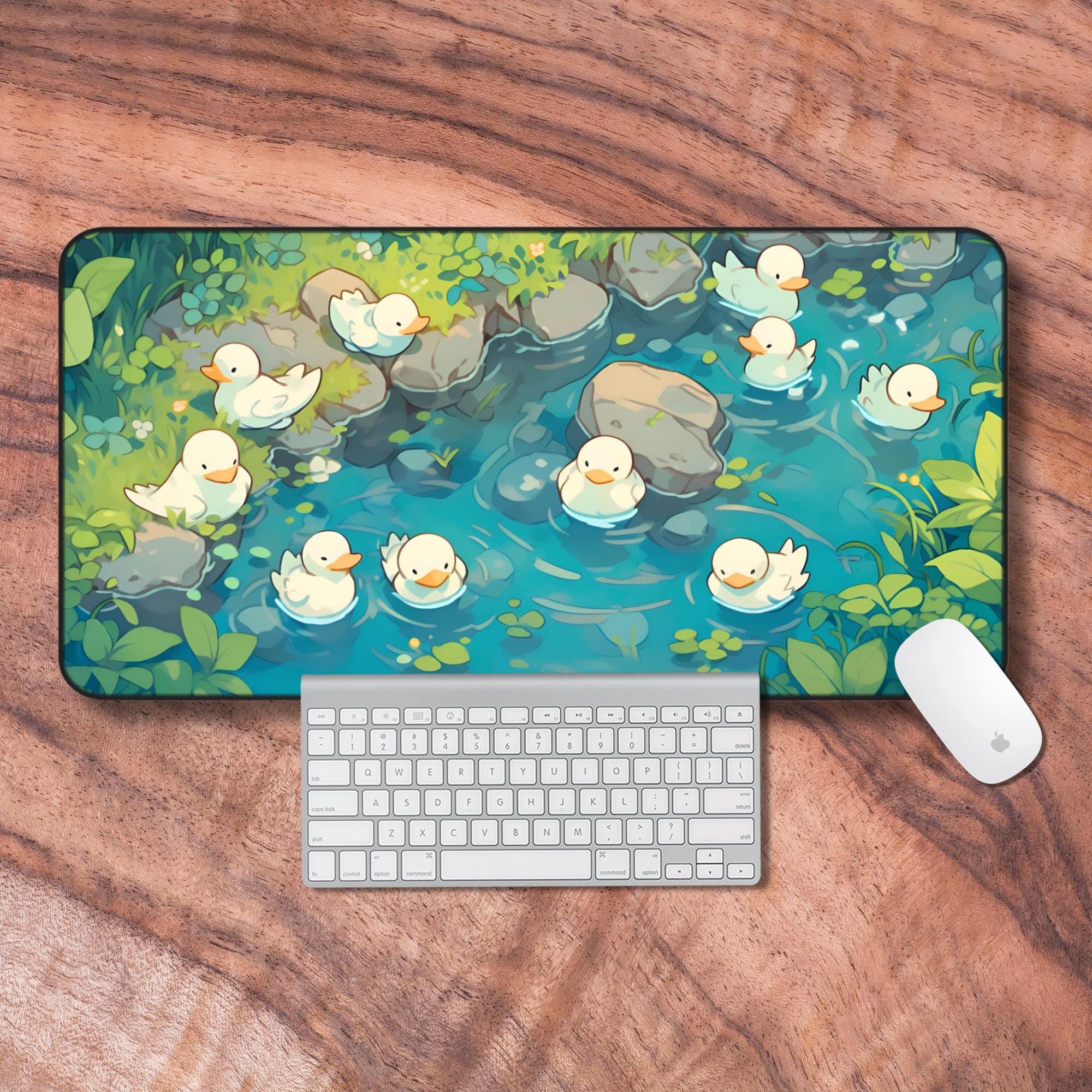 Desk Mat Aesthetic, Lofi Desk Mat, Cute Duck Gaming Mouse Pad, Kawaii Duckling Deskmat