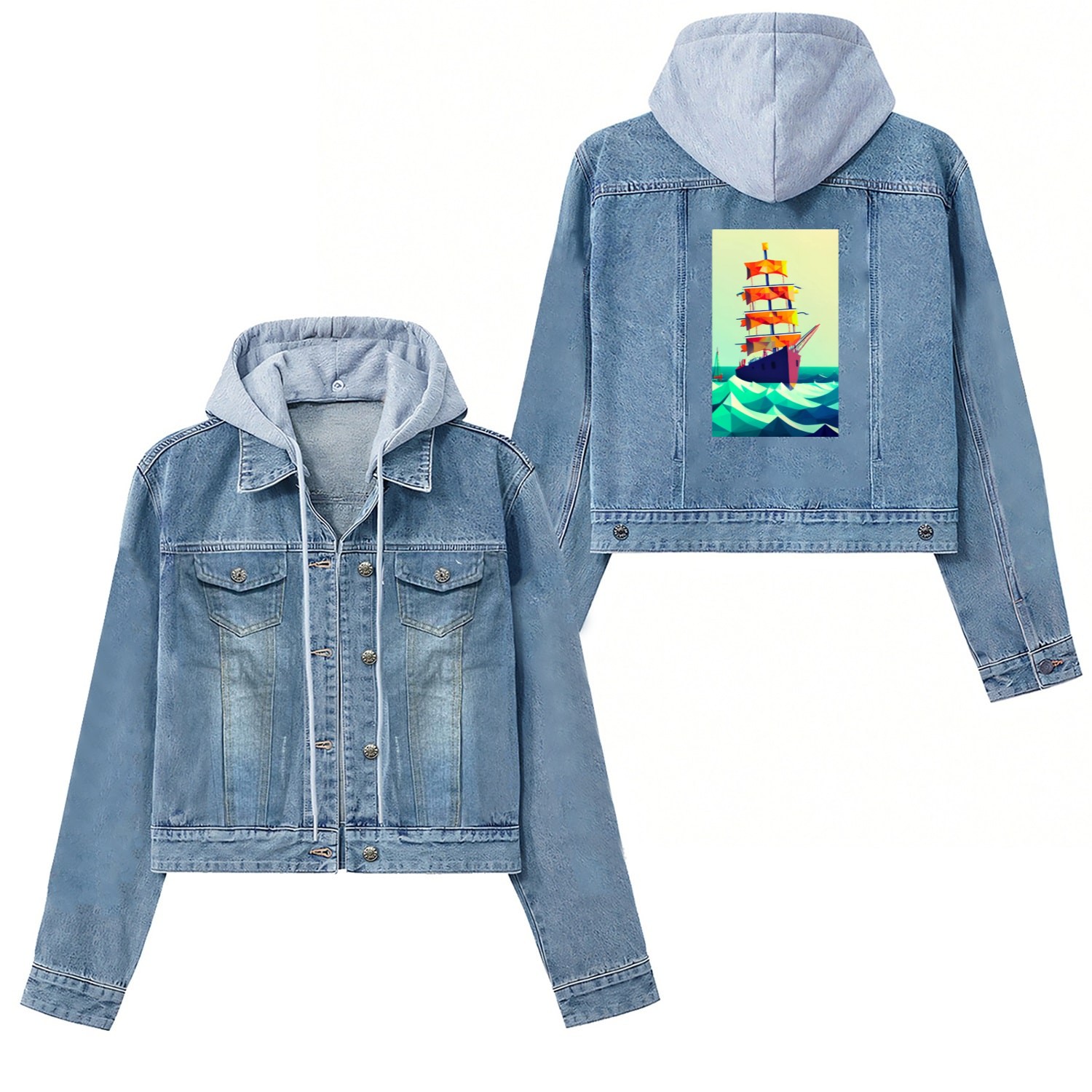 Sailing tall ship Women's Denim Jackets