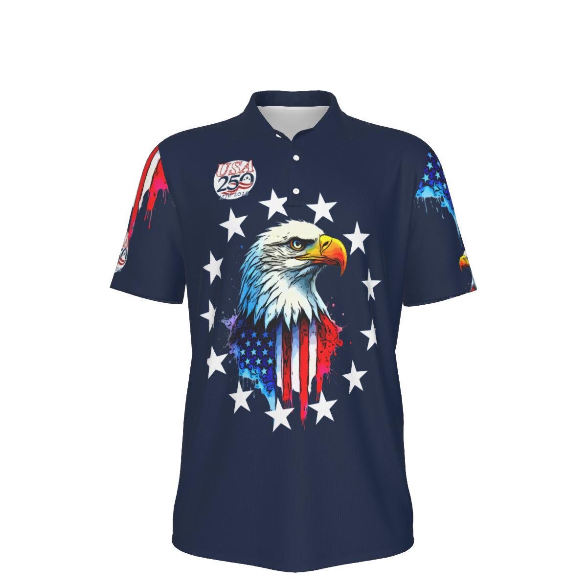 Women's All Over Print Patriotic Polo Shirt
