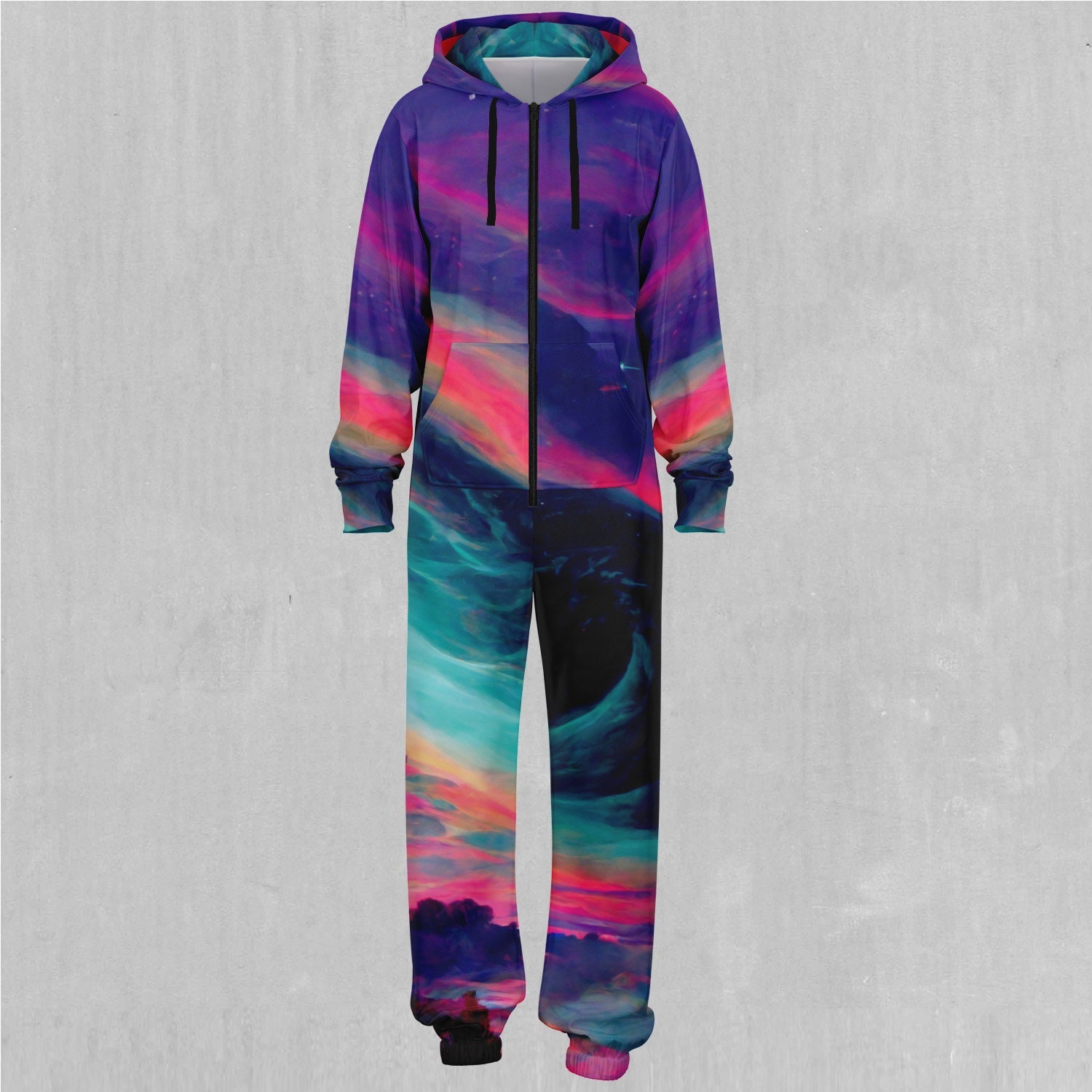 Vapor Skies Vaporwave Retro Adult Zip Up Jumpsuit Pajamas