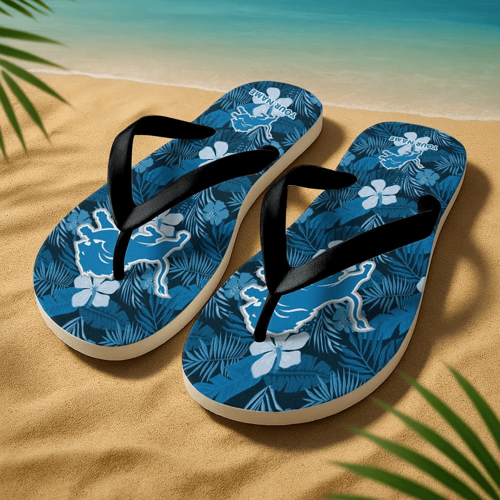 Detroit Lions Flip Flops - Summer Pattern