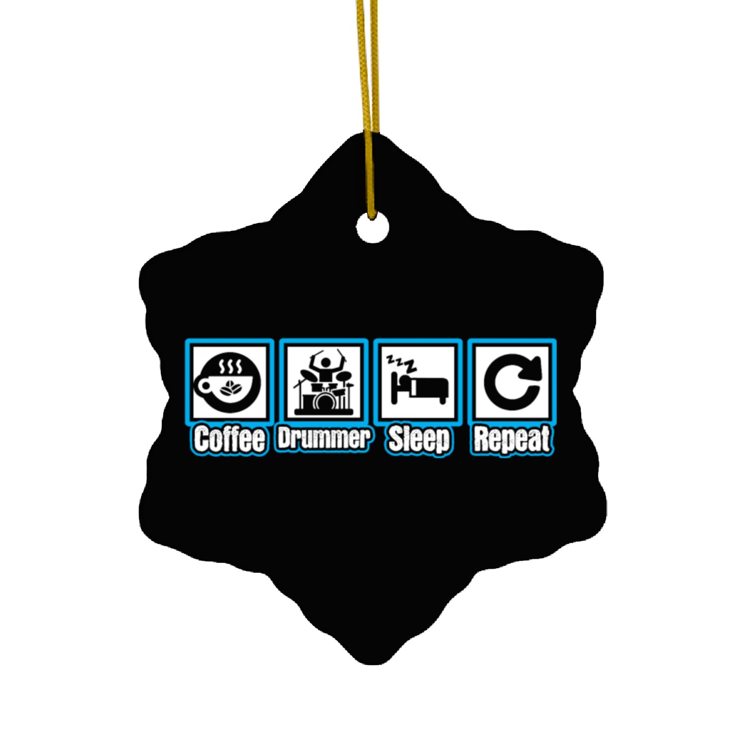 Coffee Drummer Sleep Repeat Ceramic Ornaments