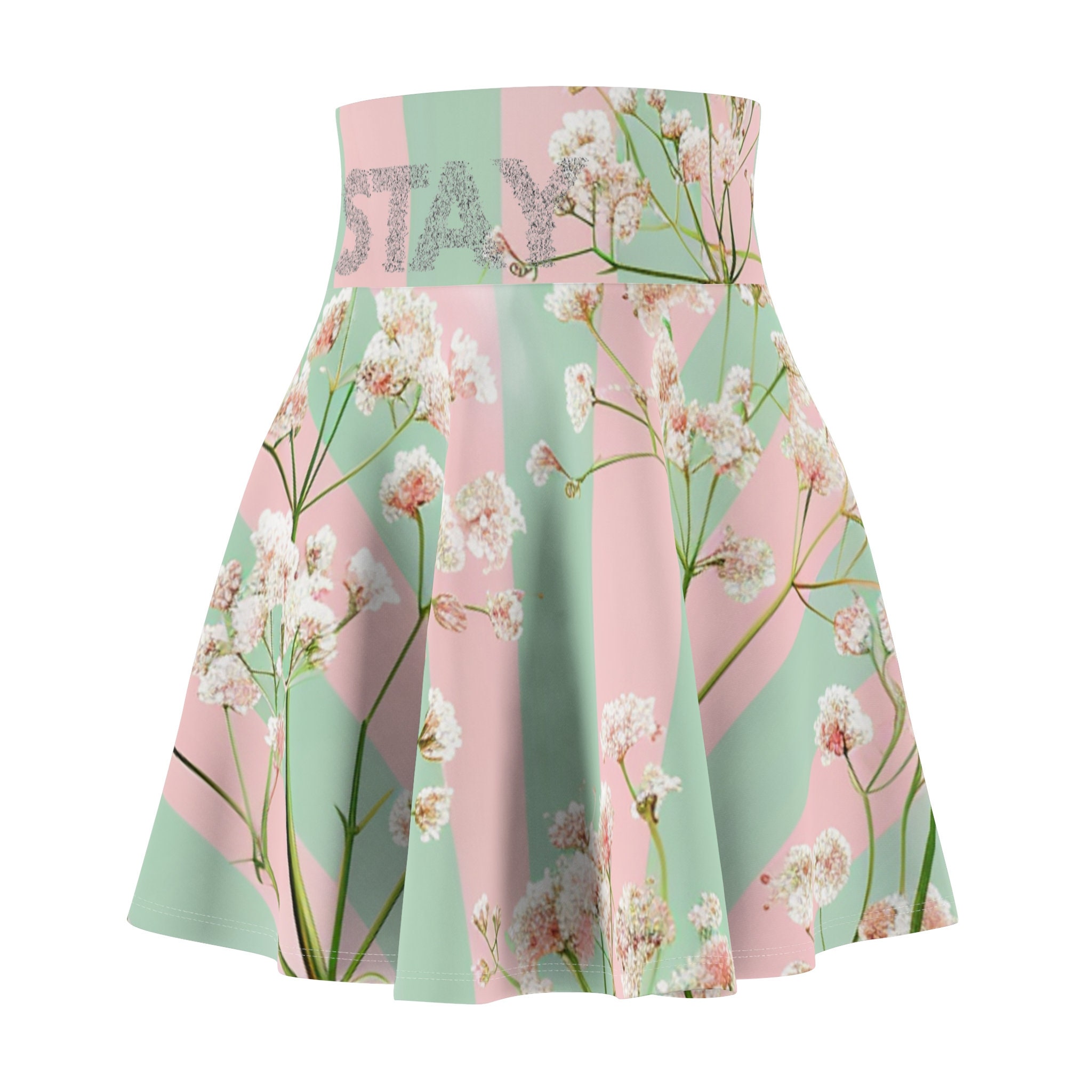Veirtstay Blossom Breeze Women's Skater Skirt | 4" wide high-rise elastic waistband | Women Summer Skater Skirt | Beaching Outfit