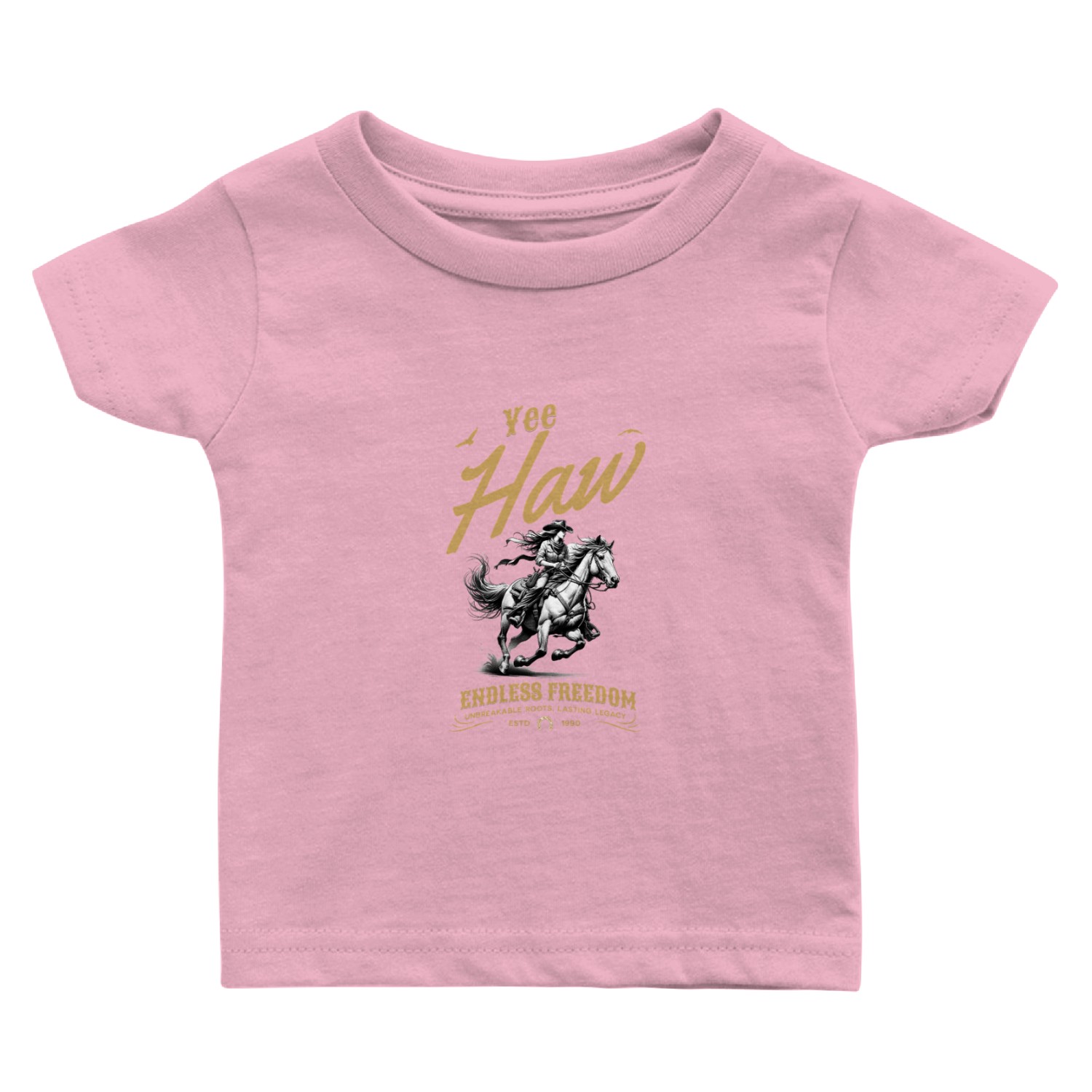 Yee Haw Cowgirl Riding Horse Vintage Western Baby T Shirts