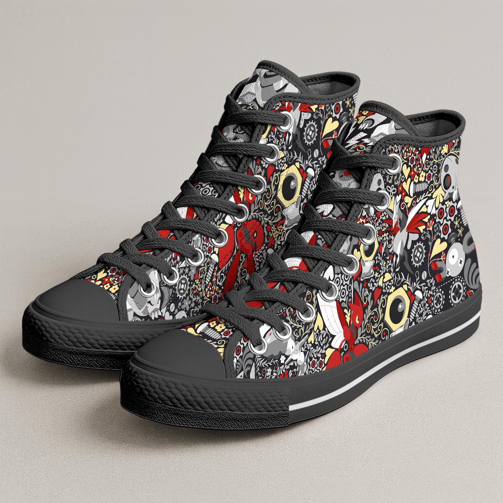 Scizor Aggron High Top Shoes, Machines and Steel Theme Sneakers, Anime Shoes, Scizor Shoes Gifts