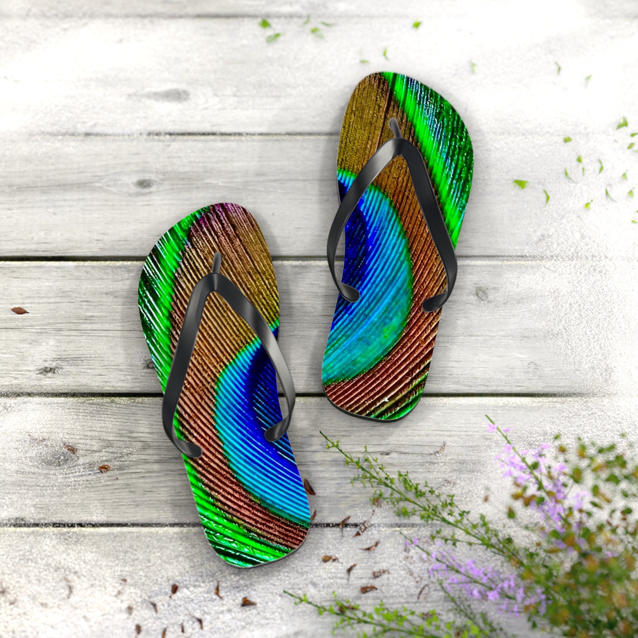 Peacock Flip Flops