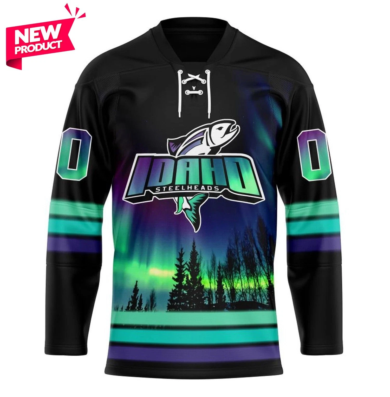 Steelheads Special Design With Northern Lights Lace Hockey Shirt