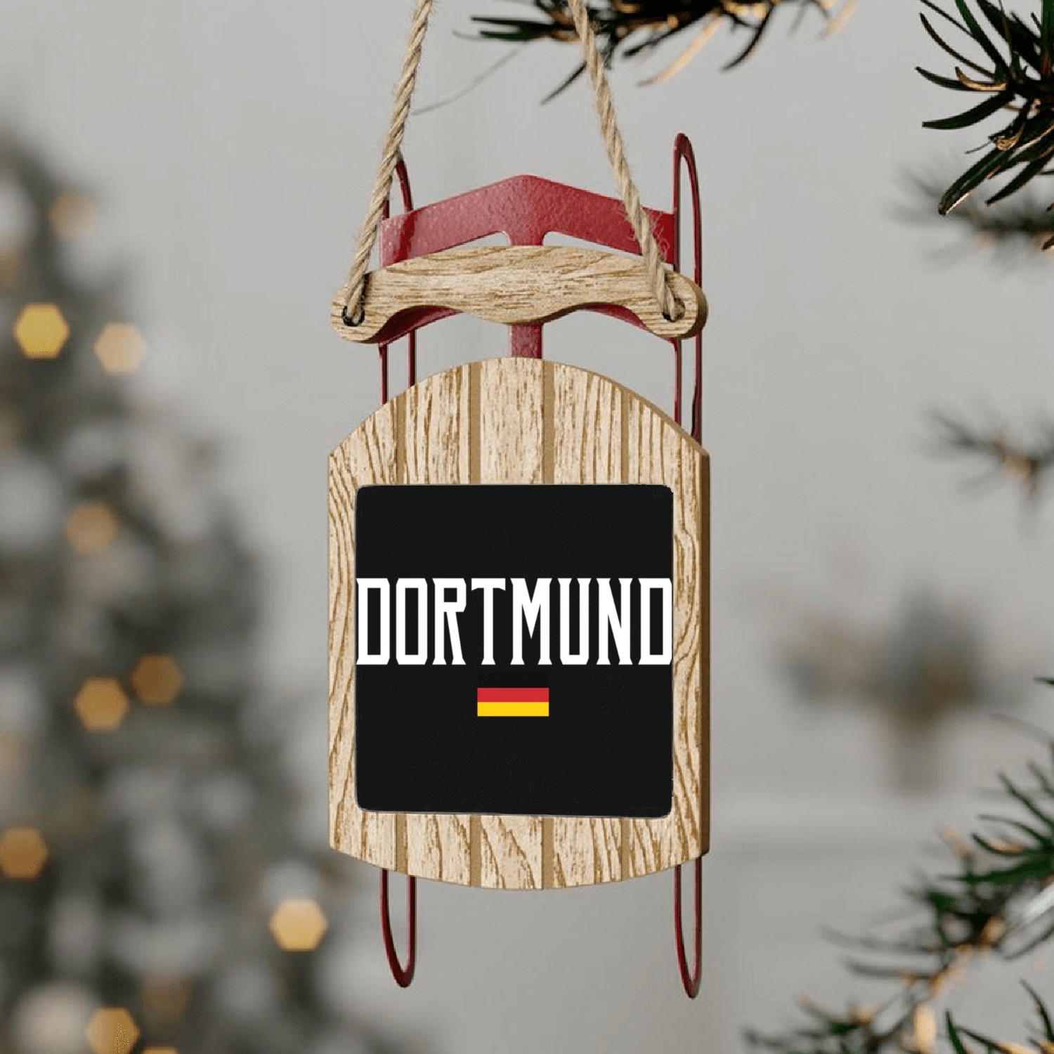 Dortmund Germany Flag White Text Sled Ornaments