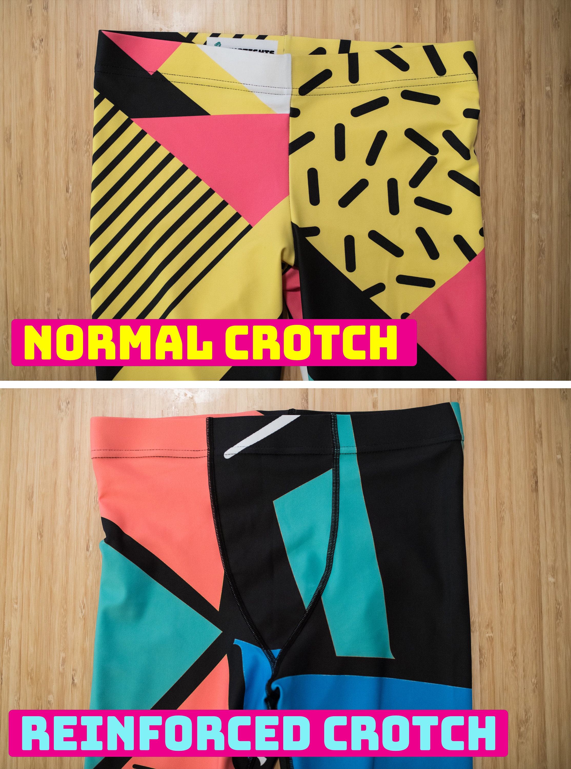 Neon geometric unisex retro tights for climbing yoga fitness running