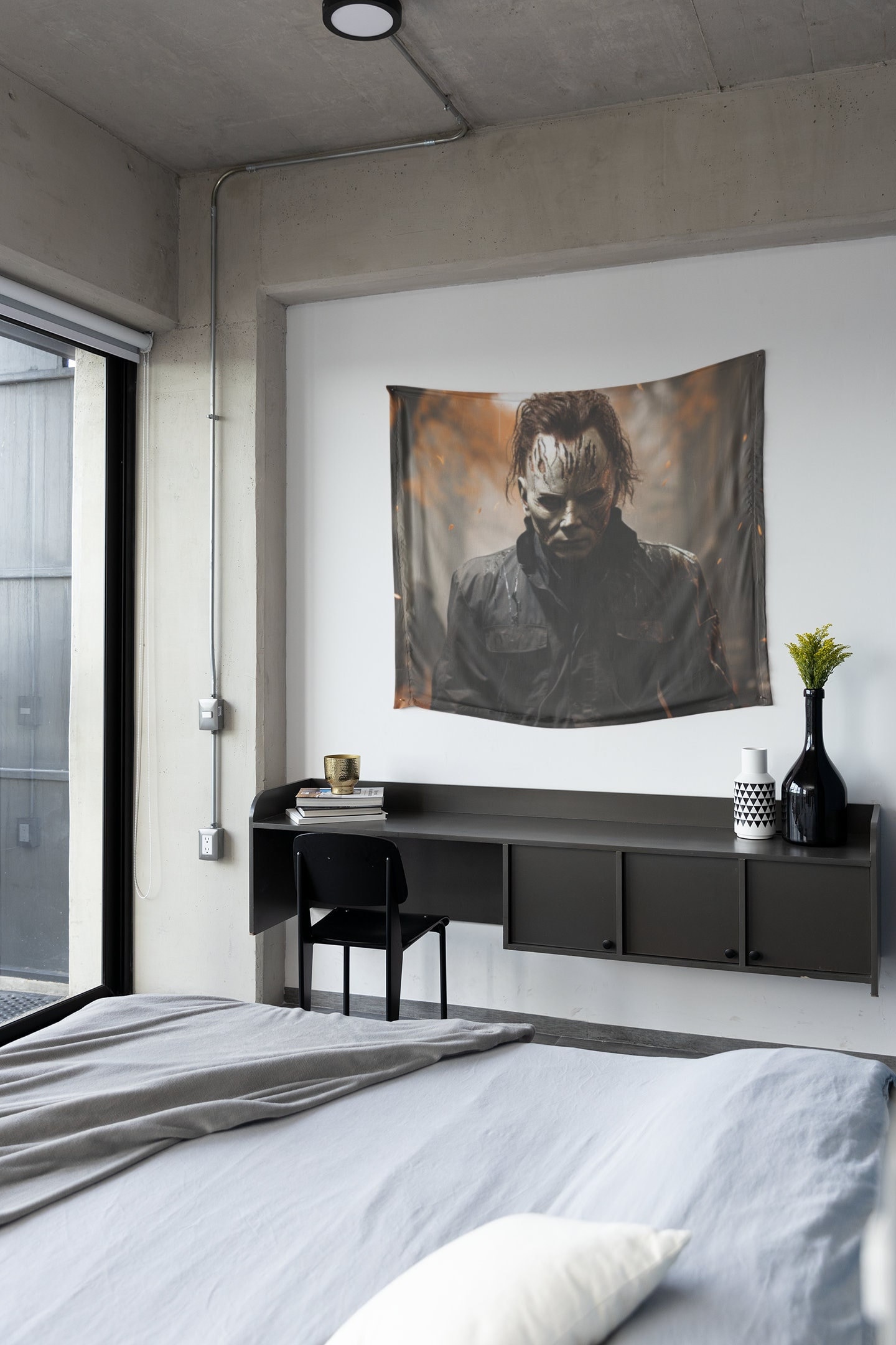 Michael Myers Halloween Wall Tapestry | Horror Movie Decor | Indoor Halloween Decor