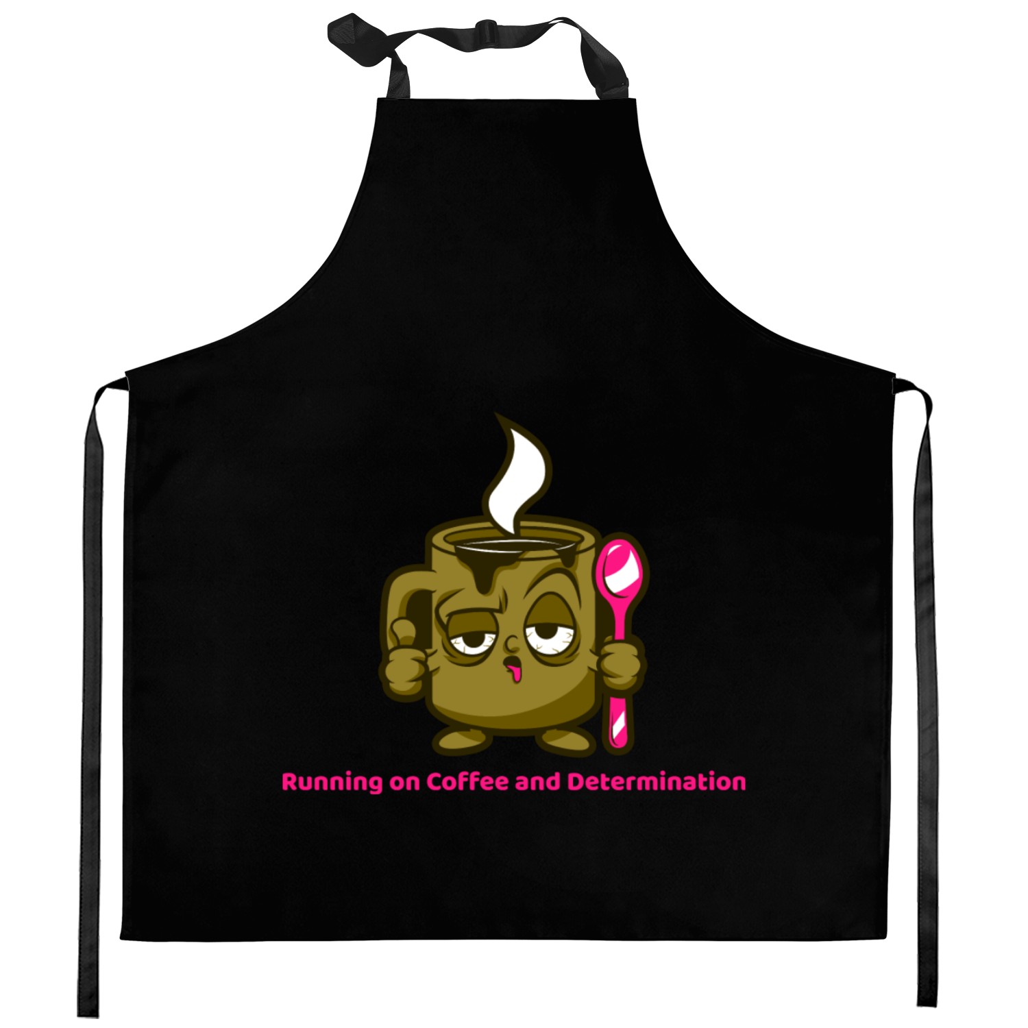 Running on Coffee Determination Work Motivation Kitchen Aprons